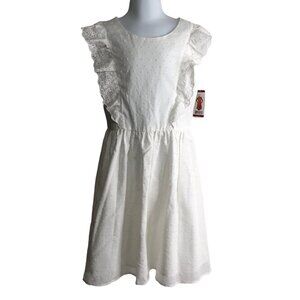 ZUNIE GIRL WHITE RUFFLE SLLEVE EYELET DRESS S 6/6X NEW WITH TAG